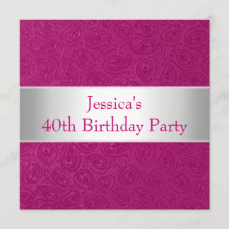 Elegant Embossed Pink White Party Invitation