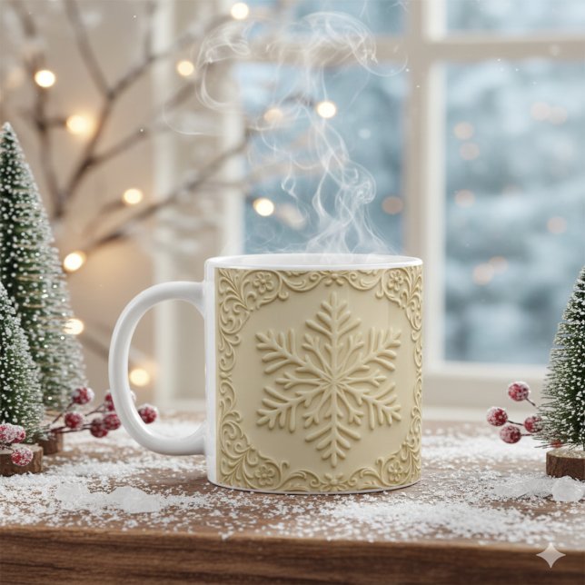 Elegant Embossed Snowflake Holiday Art Coffee Mug (Creator Uploaded)