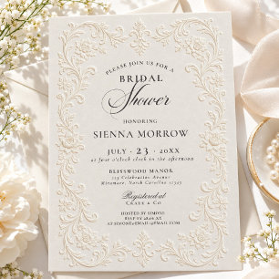 Elegant Embossed Style Floral Bridal Shower Invitation
