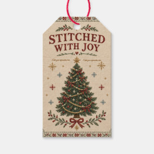 Elegant Embroidered Christmas, Vintage Needlepoint Gift Tags