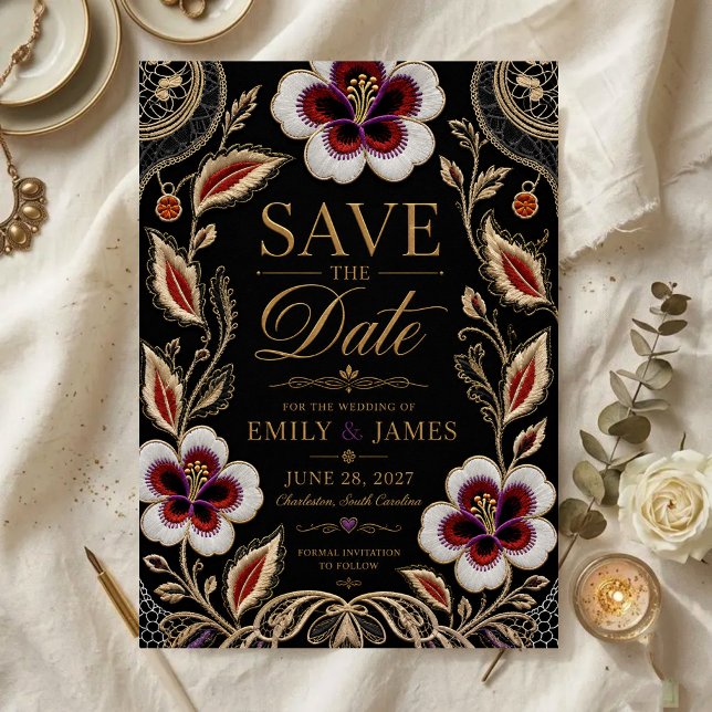 Elegant Embroidered Floral Acrylic Invitations (Creator Uploaded)
