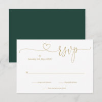 Elegant Emerald And Gold Elegant Script Heart