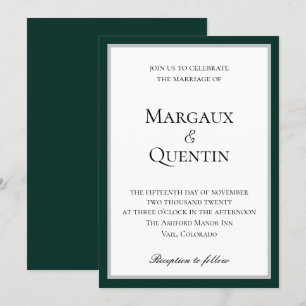Elegant Emerald and Silver Wedding Invitation