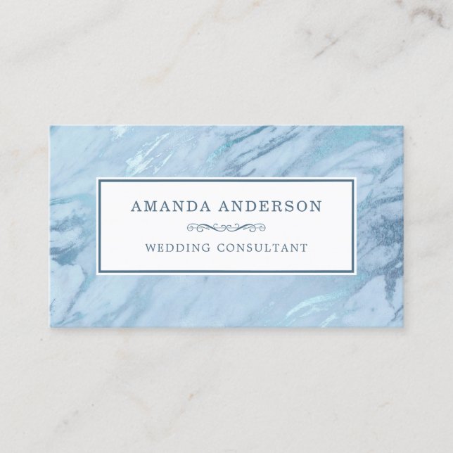 Elegant Emerald Blue Marble | Business Card (Front)