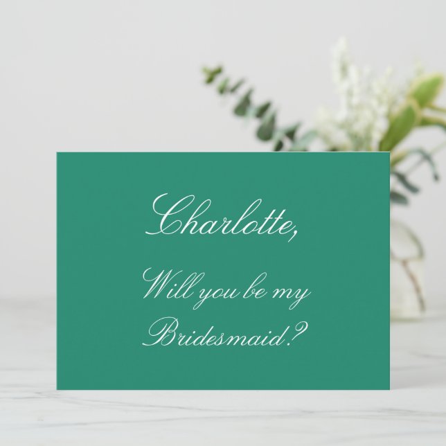Elegant Emerald Bridesmaid Proposal Invitation (Standing Front)