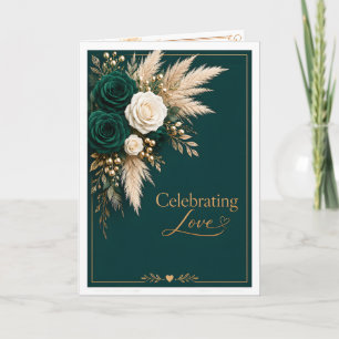 Elegant Emerald Celebrating Love Wedding Card