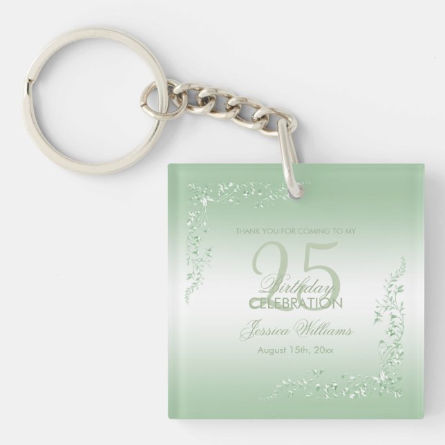 Elegant Emerald Decoration 25th Birthday  Key Ring (Front)