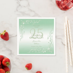 Elegant Emerald Decoration 25th Birthday  Napkin