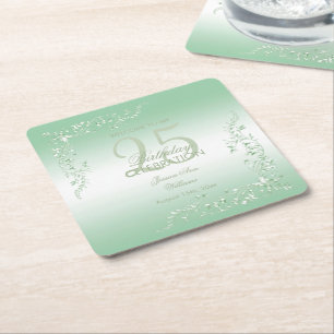 Elegant Emerald Decoration 25th Birthday Square Paper Coaster