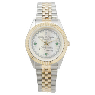 Elegant Emerald Diamonds 20th Wedding Anniversary Watch