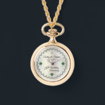 Elegant Emerald Diamonds 20th Wedding Anniversary  Watch<br><div class="desc">Opulent elegance frames this 20th wedding anniversary design in a unique scalloped diamond design with centre teardrop diamond with heart-shaped emerald accents and faux added sparkles on a white gold-tone gradient. Please note that all embellishments are printed and are only made to appear as real as possible in a flat,...</div>