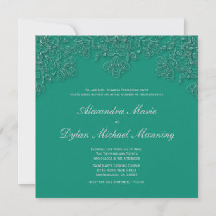 Elegant emerald floral swirls wedding invitation