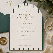Elegant Emerald Gold Arch Wedding Invitation