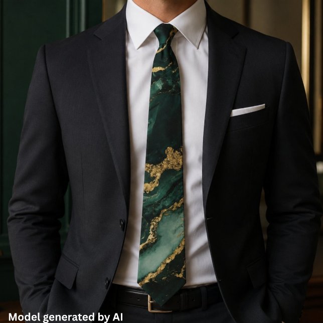 Elegant Emerald Gold Marble Tie (Creator Uploaded)