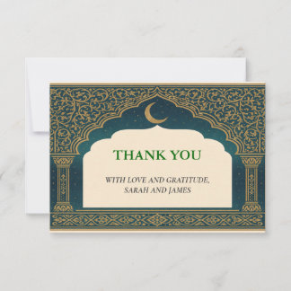 Elegant Emerald & Gold Ornate Arch Thank You Card