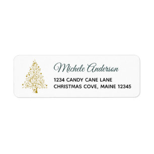Elegant Emerald Gold Winter Holiday Return Address