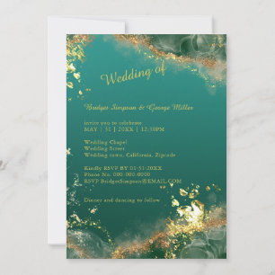 elegant emerald green agate indian wedding invitation