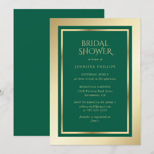 Elegant Emerald Green and Gold Bridal Shower Invitation