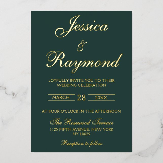 Elegant Emerald Green and Gold Foil Wedding (Front)