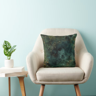 Elegant Emerald Green And Gold Glitter Throw Pillo Cushion