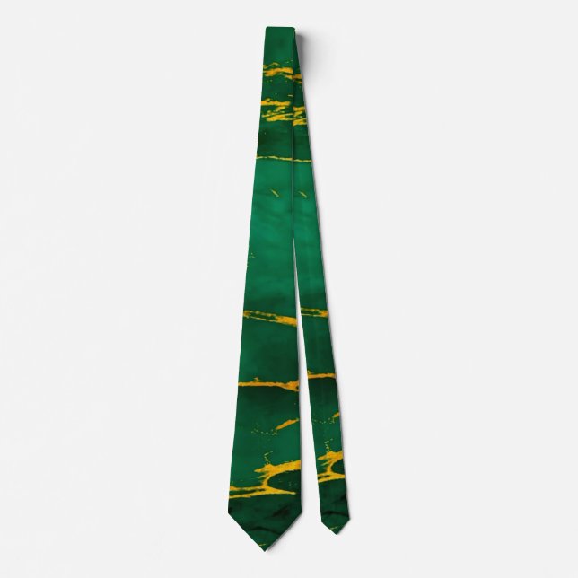 Elegant Emerald Green and Gold Marble Tie (Front)