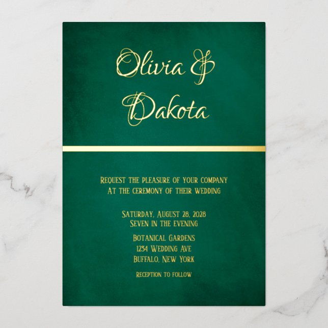 Elegant Emerald Green And Gold Wedding (Front)