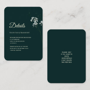 Elegant Emerald Green baby's breath  Enclosure Card