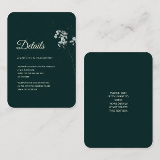 Elegant Emerald Green baby's breath  Enclosure Card