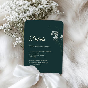 Elegant Emerald Green baby's breath Enclosure Card