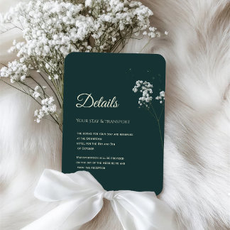 Elegant Emerald Green baby's breath  Enclosure Card