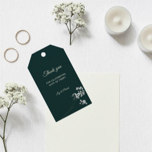 Elegant Emerald Green baby's breath wedding Gift Tags