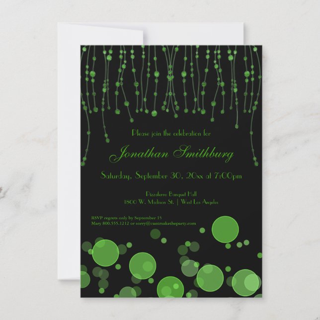 Elegant Emerald Green Birthday Party Invite (Front)