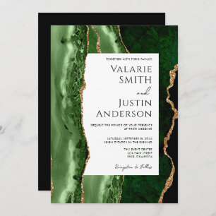 Elegant emerald green Budget Wedding All in One Invitation