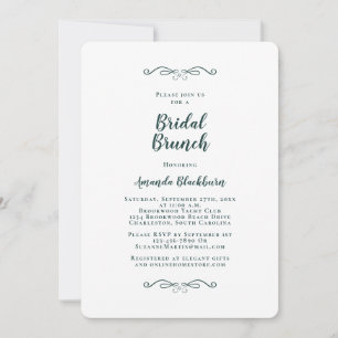 Elegant Emerald Green Calligraphy Bridal Brunch Invitation