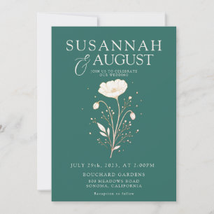 Elegant Emerald Green Floral Wedding Invitation