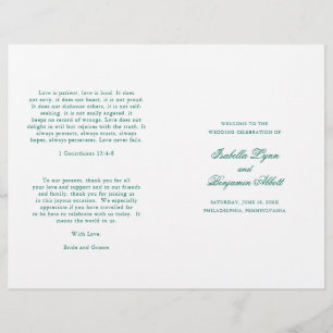 Elegant Emerald Green Folded Wedding Program