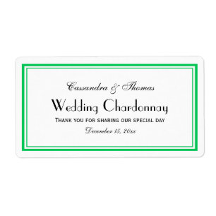 Elegant Emerald Green Framed H Wine Bottle Label