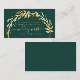 Elegant Emerald Green Gold Arch Wedding Website Enclosure Card