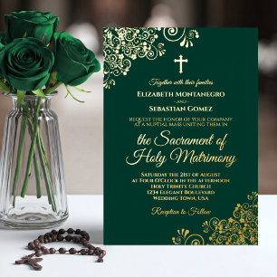 Elegant Emerald Green & Gold Catholic Wedding