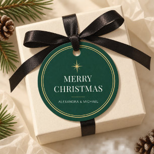 Elegant Emerald Green & Gold Christmas Favour Tags