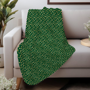 Elegant Emerald Green Gold Dots Pattern Sherpa Blanket