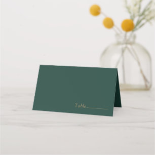 Elegant Emerald Green Gold Minimalist Wedding Place Card