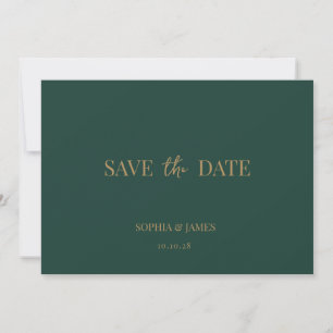 Elegant Emerald Green Gold Minimalist Wedding  Save The Date