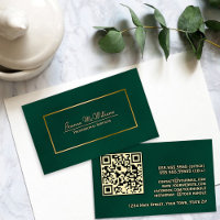 Elegant Emerald Green & Gold Professional QR Code