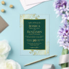 Elegant Emerald Green & Gold Stylish Text Wedding