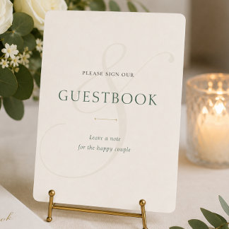Elegant Emerald Green Gold Wedding Guestbook Sign