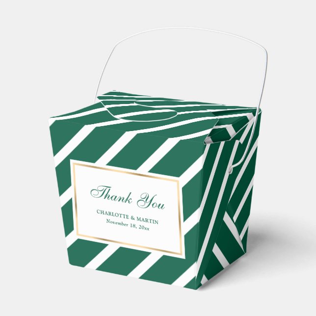Elegant Emerald Green Gold Wedding Thank You Favour Box (Front Side)