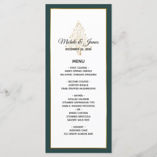 Elegant Emerald Green Gold Winter Holiday Wedding Menu