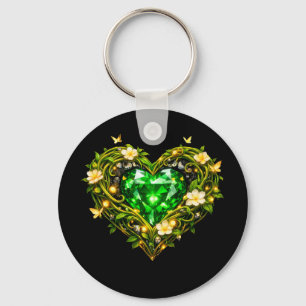 Elegant Emerald Green Heart Luxury Keychain