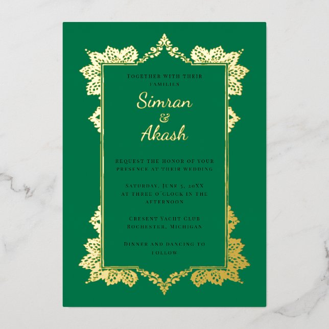 Elegant emerald green indian wedding (Front)